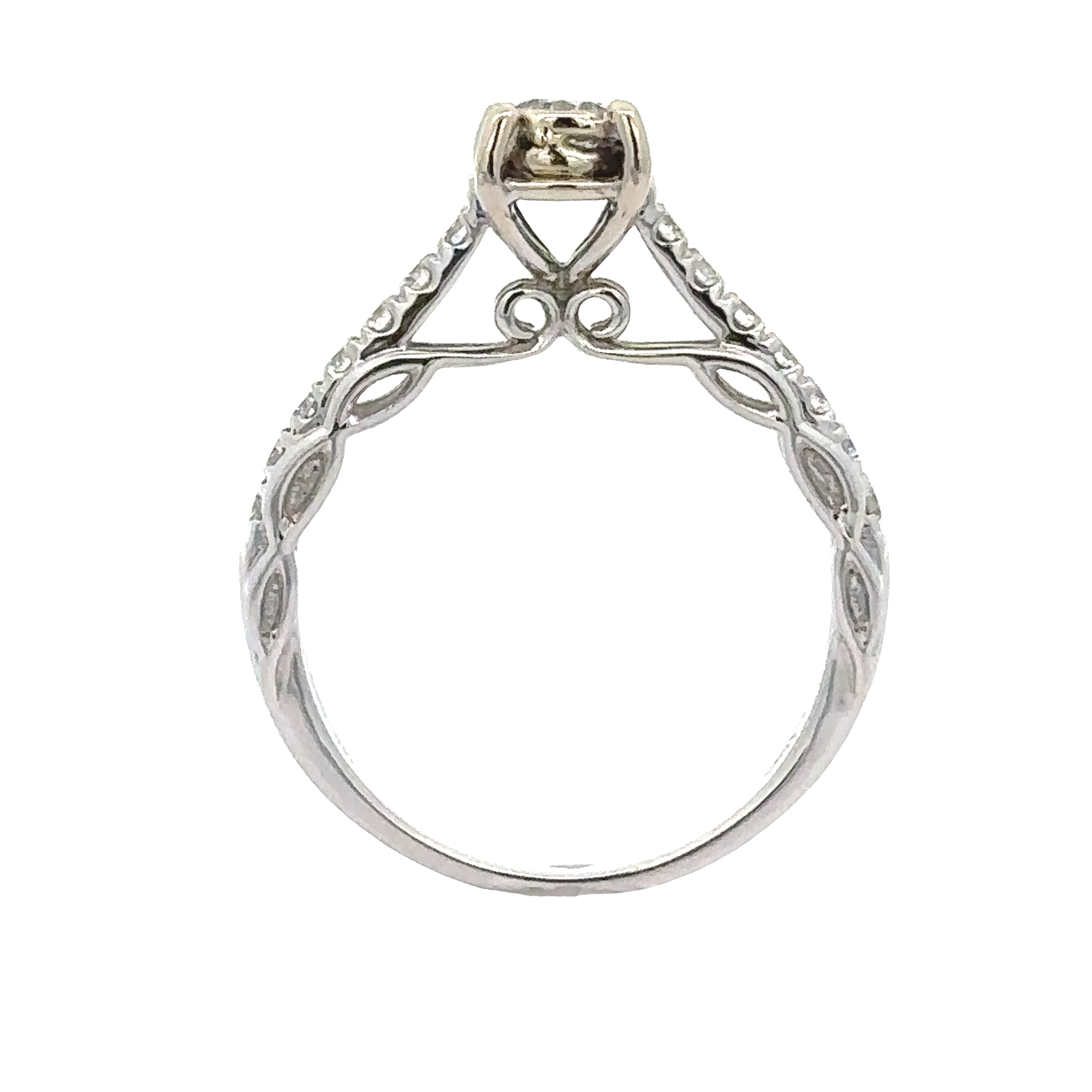 Maya Lianna Ring, 1 Round Diamond 0.25 ct G-H SI1-SI2, 14 Round Diamond 0.30 cttw  G-H SI1-SI2, 14K White Gold 2.90g