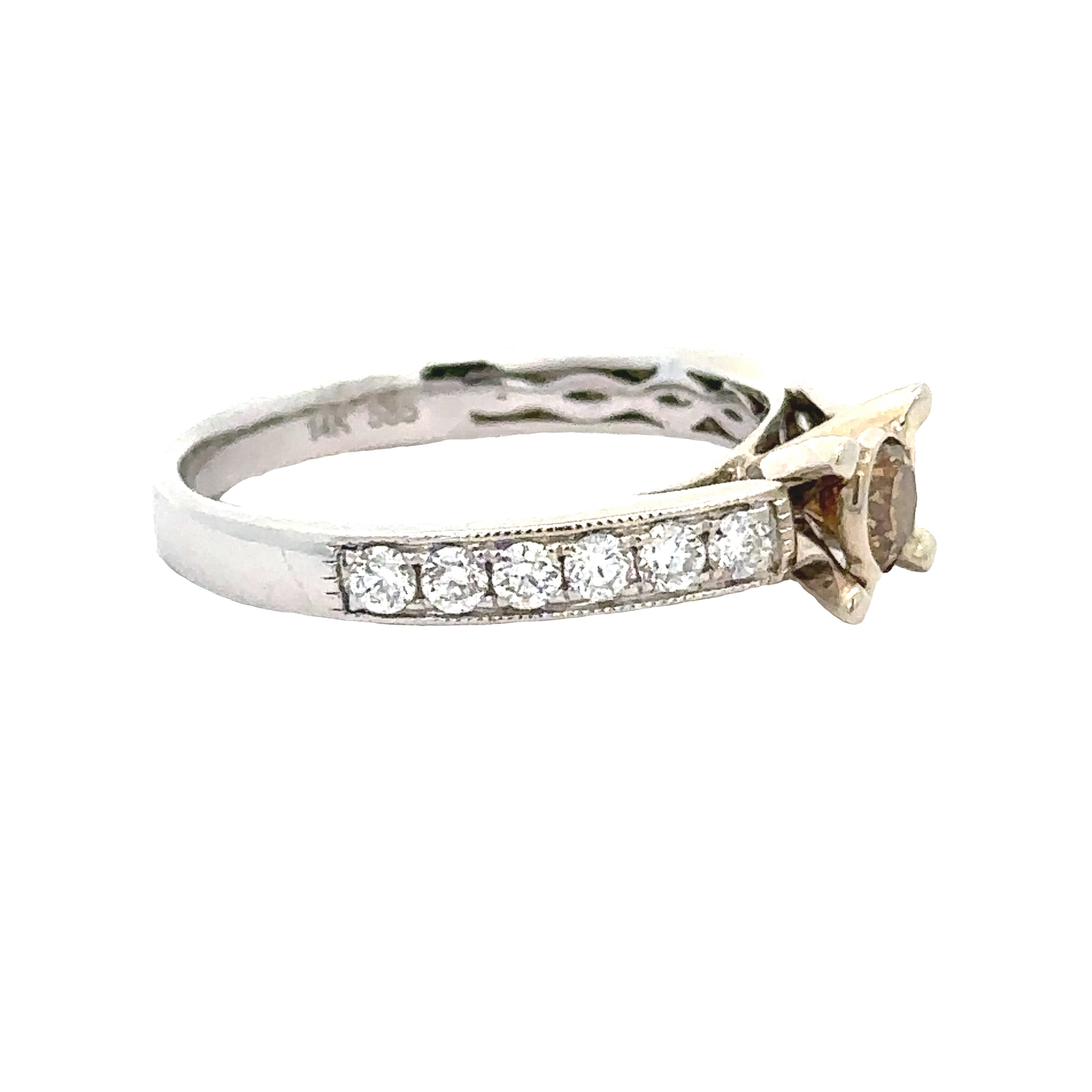 Maya Lianna Ring, 1 Round Natural Fancy Orange Diamond 0.28 ct VS2-SI1, 14K White Gold 2.88g