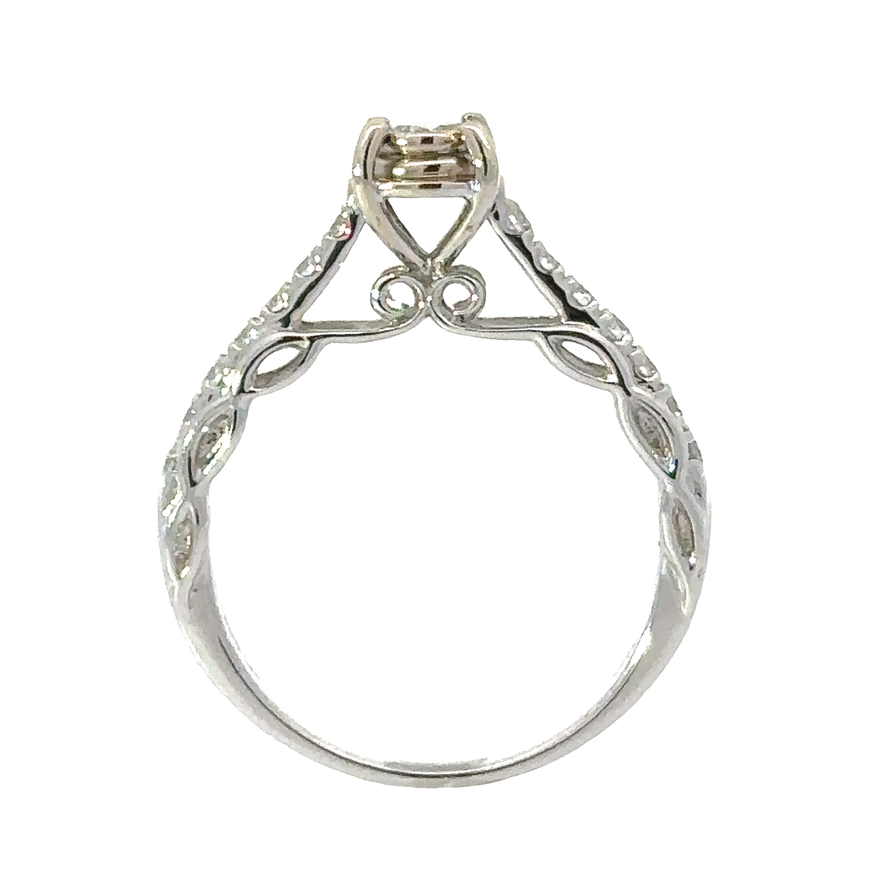 Maya Lianna Ring, 1 Round Diamond 0.25 ct G-H SI1-SI2, 14 Round Diamond 0.30 cttw  G-H SI1-SI2,  14K White Gold 2.90g