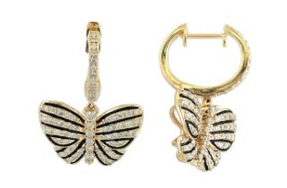 Effy Dangle Earrings, 130 Round Diamond 0.89ct  H1 SI1 SI2, 14K Yellow Gold