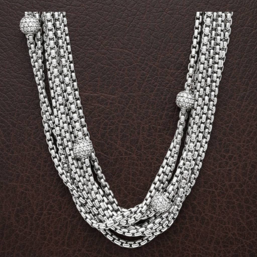 David Yurman  Necklace Round Brilliant Cut Diamond 1.75 ct  G-H VS2-SI1 18K/Silver Yellow Gold 57.00g