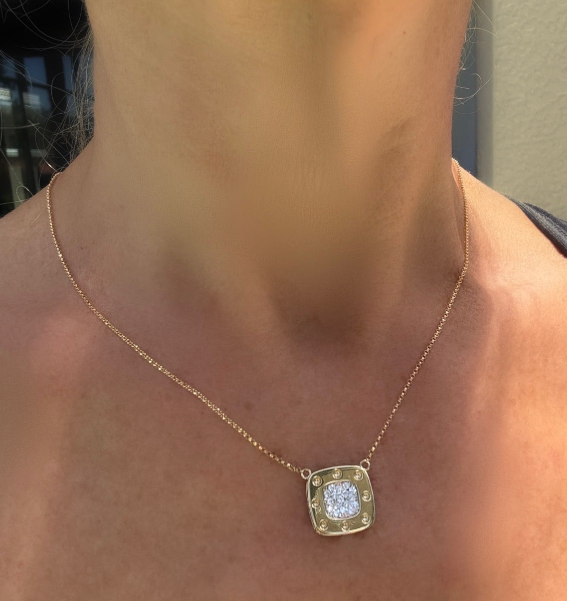 Roberto Coin 16 & 18 Chain Necklace Round Brilliant Cut Diamond 0.25 ct  G-H VS2-SI1 18K White/Yellow Gold 5.82g