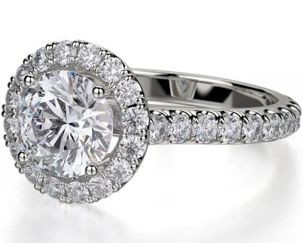 Michael M. Semi-Mount Ring, 1 Round Cubic Zirconia, Round Diamond 1.60 cttw, 18K White Gold 6.00g