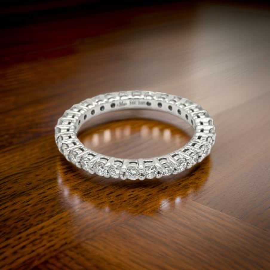 Maya Lianna Eternity Band Ring, 30 Round Diamond 1.03 cttw H-I SI1-SI2, 14K White Gold 2.22g