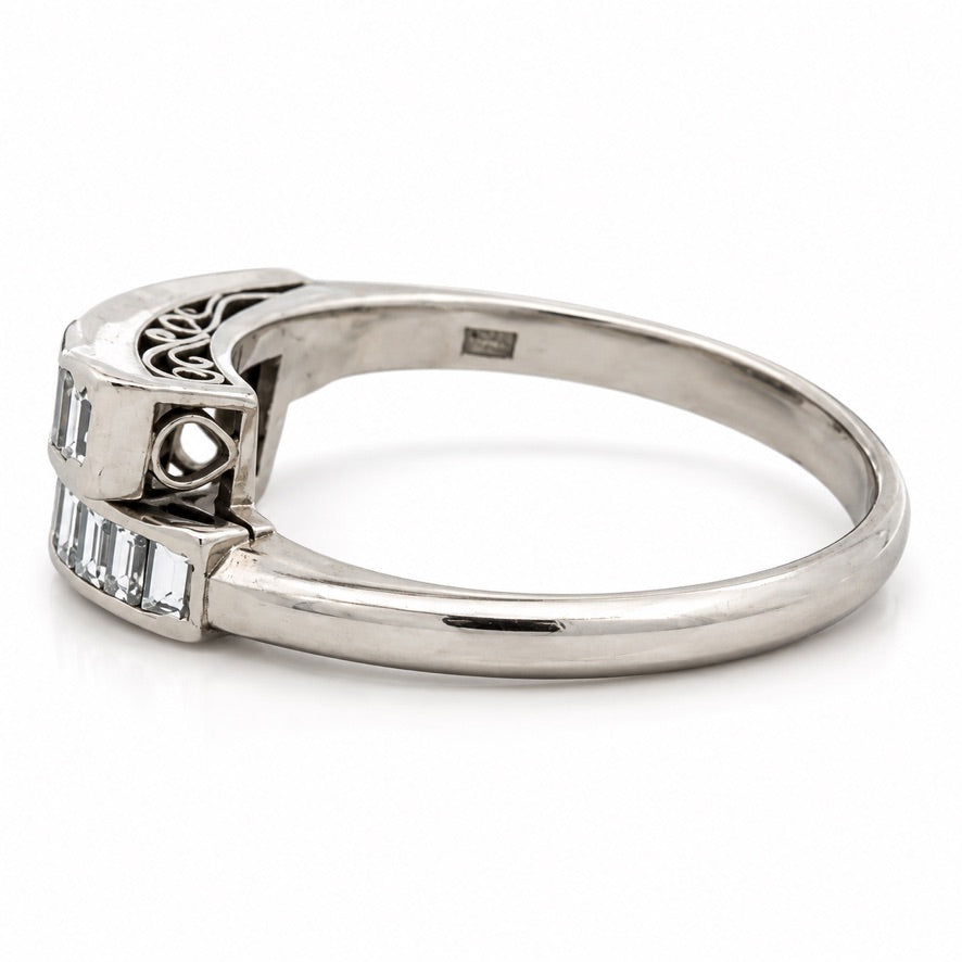 Estate Ring Emerald Cut Diamond 1.00 cttw  G-H VS1-VS1 Platinum 5.67g. All Weights Estimated.