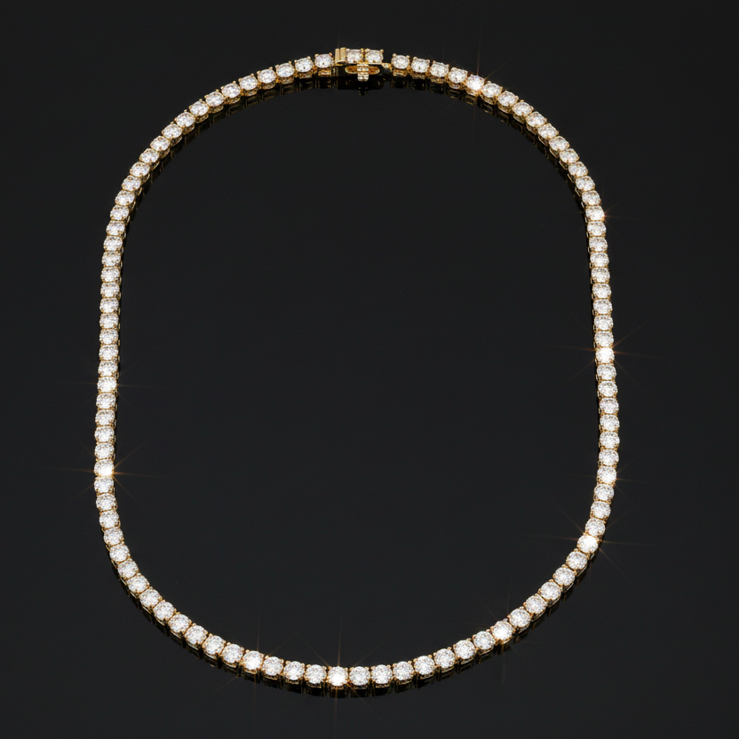 Estate Necklace, 116 Round Brilliant Cut Diamonds 9.50cttw G-H SI1, 14K Yellow Gold 26.94g. All Weights Estimated.