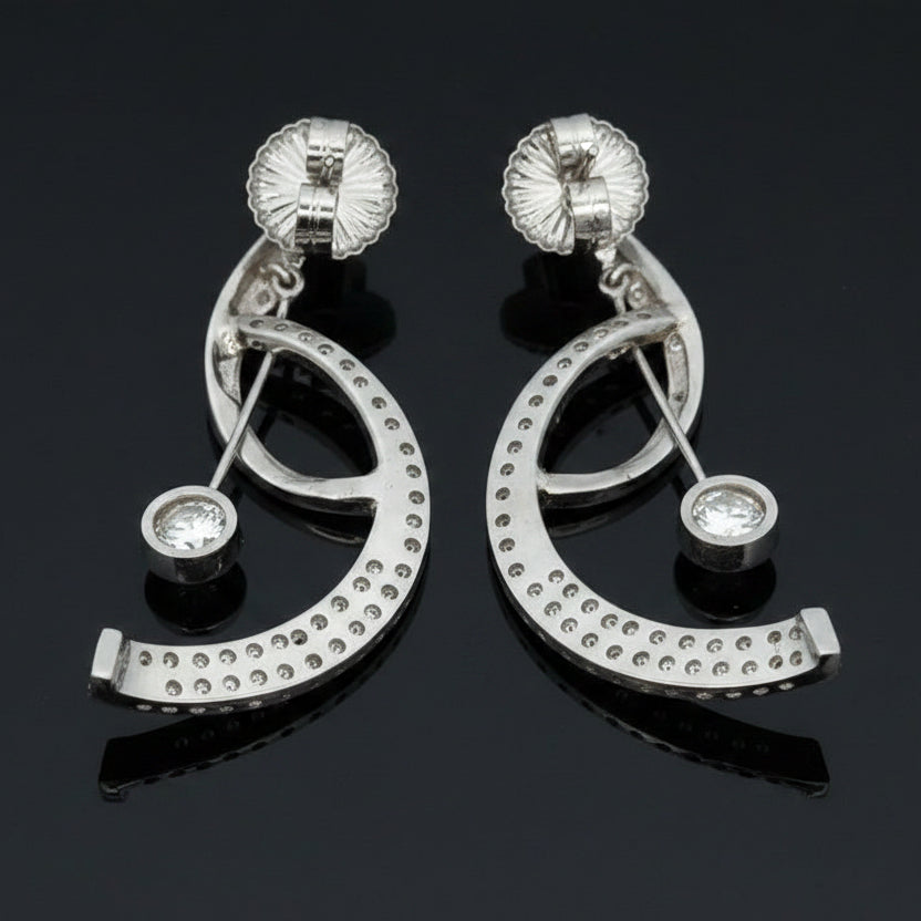 Estate Earrings, 2 Round Brilliant Cut Diamonds 1.18cttw H-I VS2-SI1, Round Brilliant Cut Diamonds 2.00cttw G-H VS2-SI1, 14K White Gold 7.62g. All Weights Estimated.