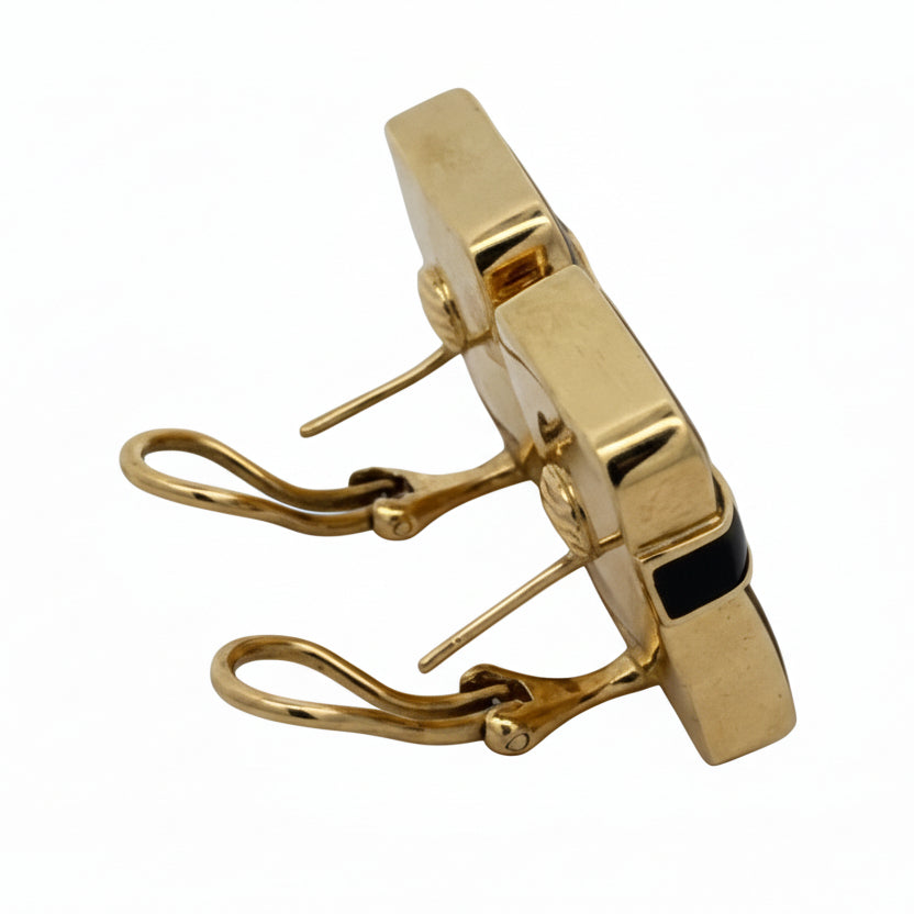 Angela Cummings Earrings, Enamel Black, 18K Yellow Gold 22.50g. All Weights Estimated.