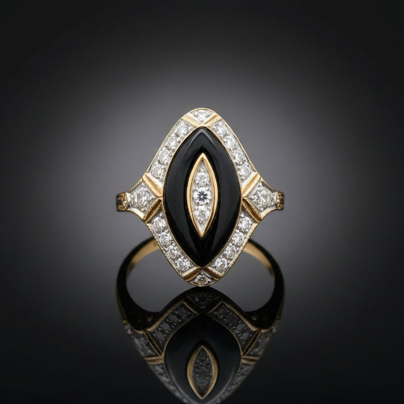 Vintage Ring RBC Diamond 0.25ct  G 18KT YG 4.10g ,All Weights Estimated