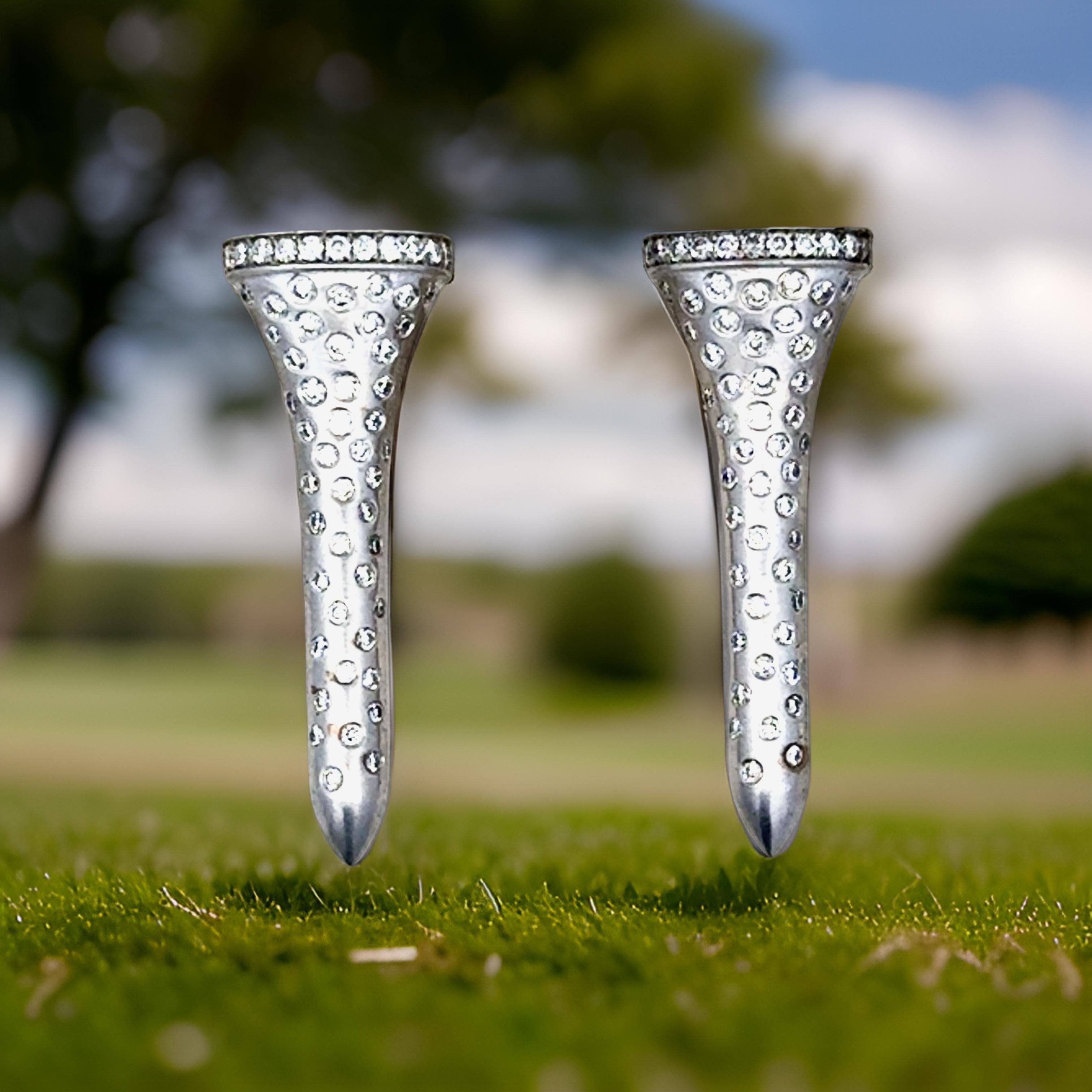 Earrings Round Brilliant Cut Diamond 0.58 cttw G-H VS2-SI1 14K White Gold 6.50g
