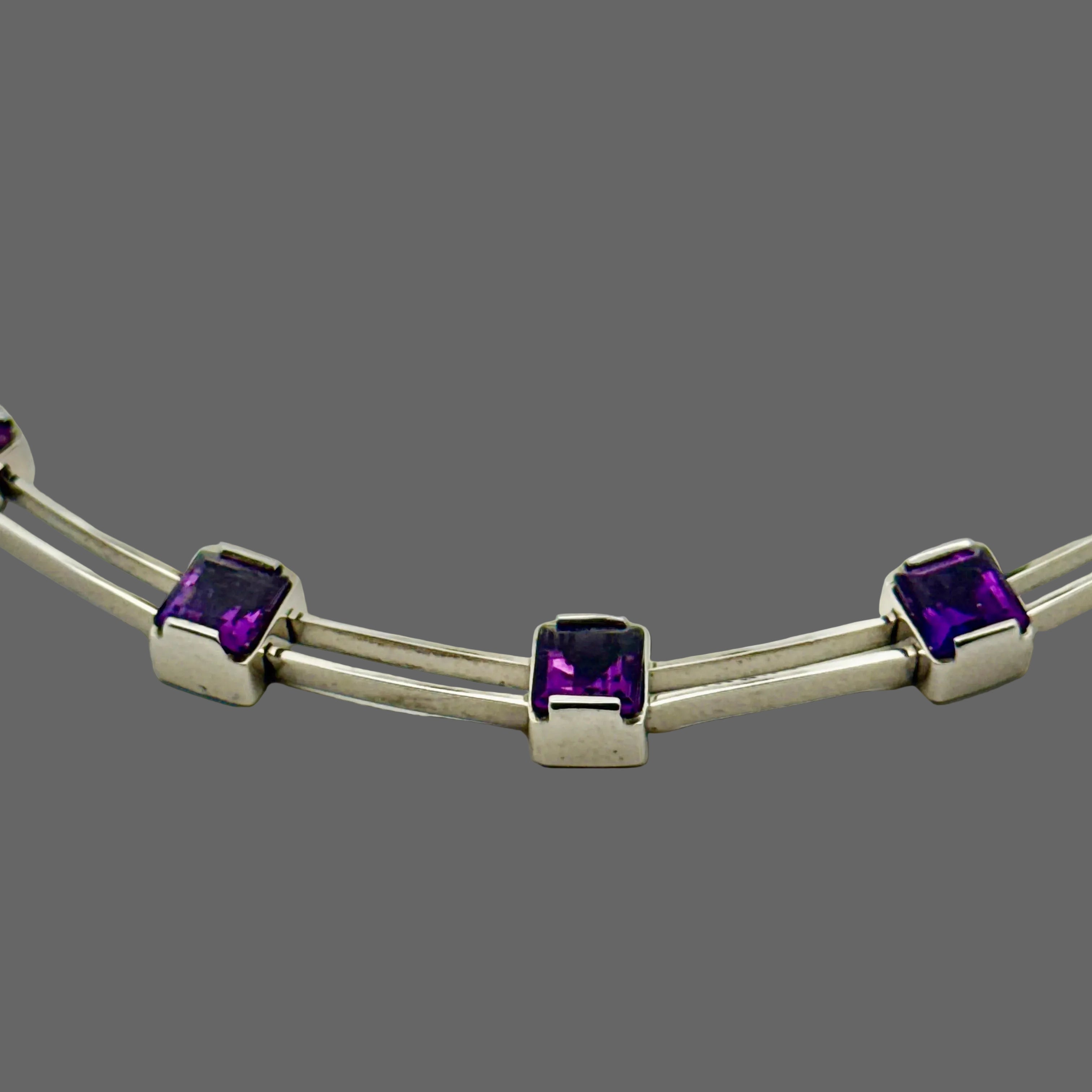 Estate Necklace, 20 Amethyst Princess Cut 20.00cttw, 18K Yellow Gold 50.40g. All Weights Estimated.
