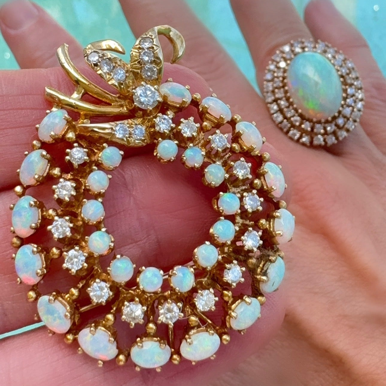 Estate Brooch/Pendant, 24 Round Brilliant Cut Diamonds 1.00cttw H-I SI1-SI2, 28 Mixed Cut Diamonds 2.50cttw, 14K Yellow Gold 13.60g. All Weights Estimated.