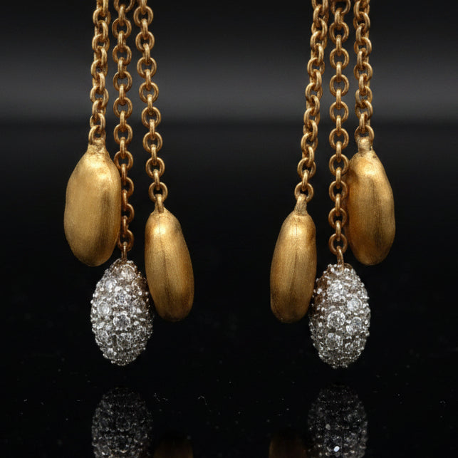 Estate Marco Bicego Earrings Round Brilliant Cut Diamond 0.83 cttw  G-H VS 18K White/Yellow Gold 6.24g. Trademark # 1021 MI.  All Weights Estimated.
