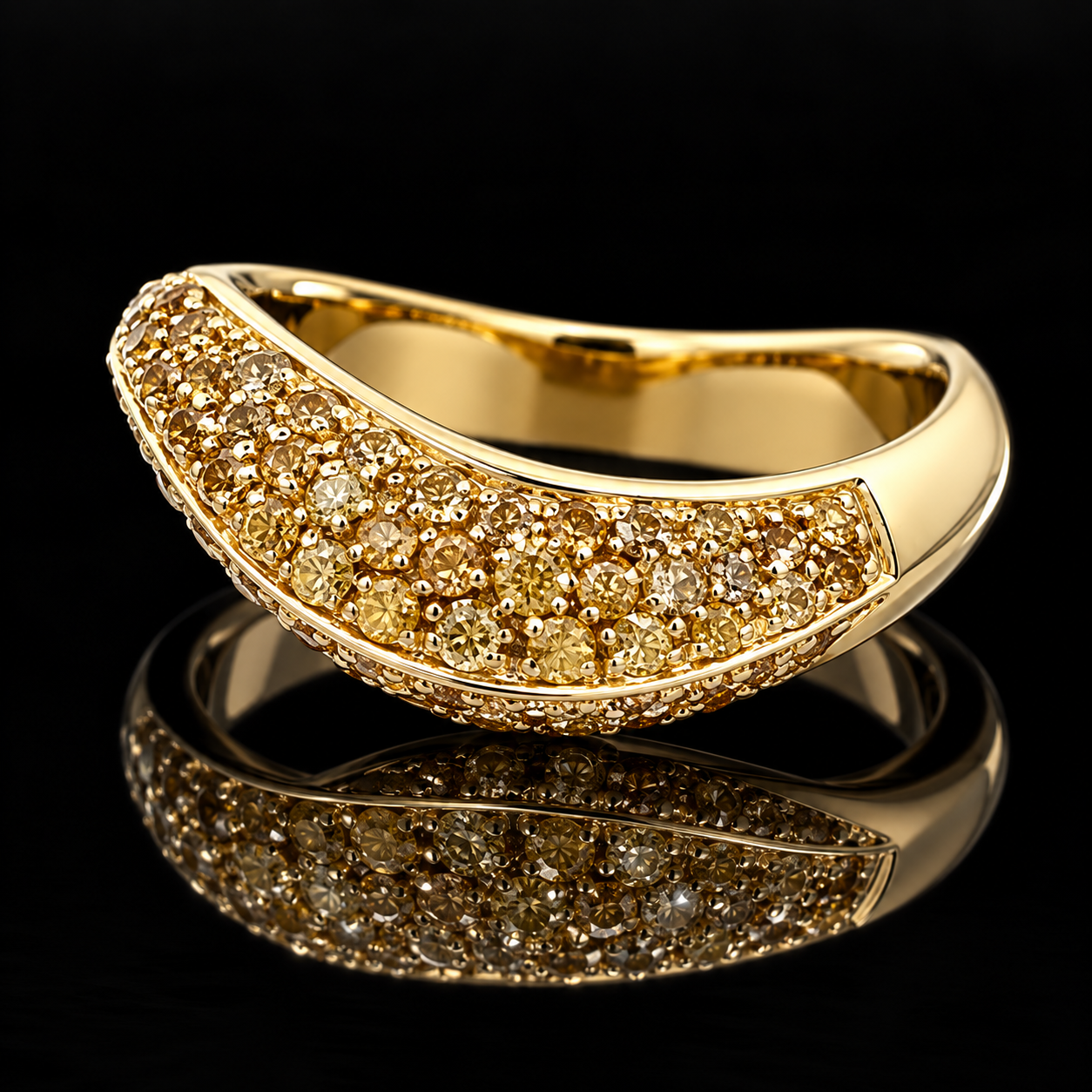 Casa Damiani Ring Sapphire Round 1.00 cttw  YELLOW 18K Yellow Gold 5.46g. All Weights Estimated.