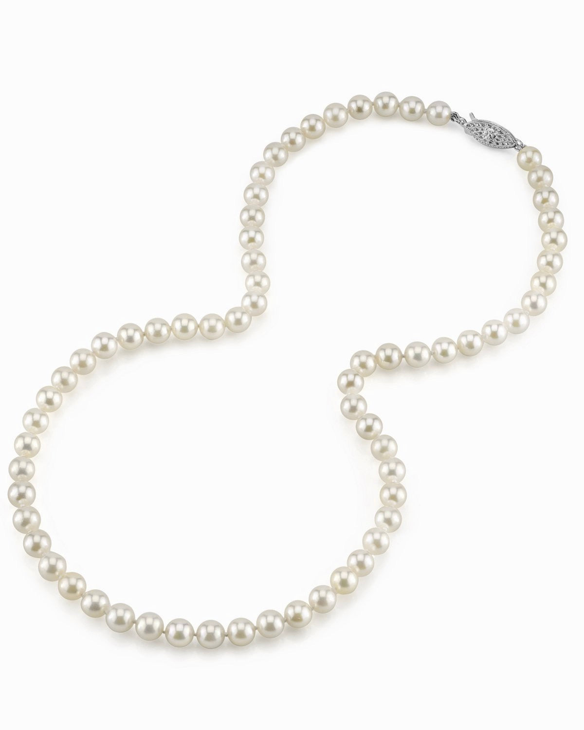 Necklace STL, Pearl WHITE-LIGHT ROSE-FINE, 14KW/Y 0.19g