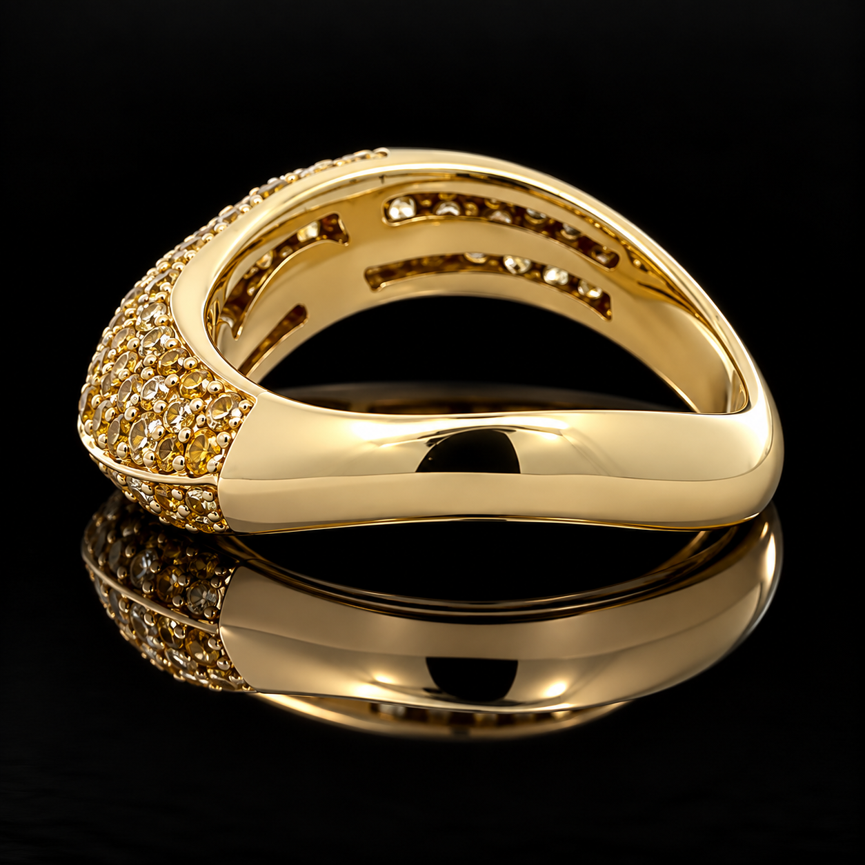 Casa Damiani Ring Sapphire Round 1.00 cttw  YELLOW 18K Yellow Gold 5.46g. All Weights Estimated.
