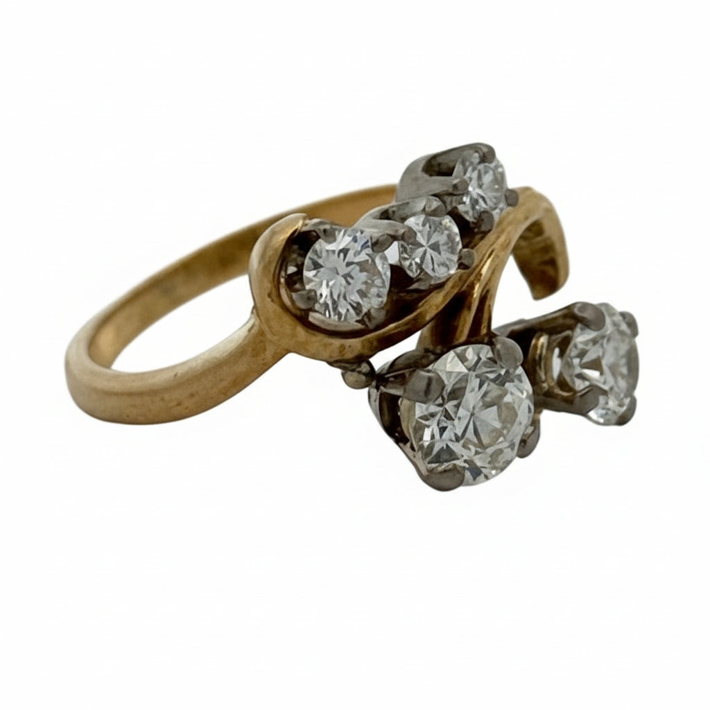 Jabel Ring, 5 Round Brilliant Cut Diamonds 1.25cttw  F-G VS1-SI1, 18K White/Yellow Gold 4.66g. All Weights Estimated.