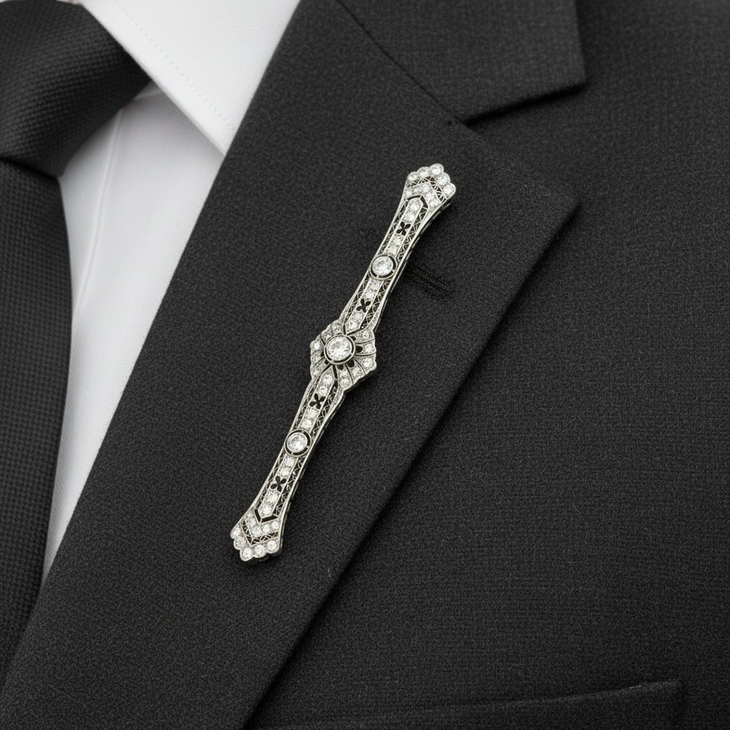 Estate Brooch/Pendant, Old European Cut Diamonds 1.50cttw G-H VS1-SI1, Platinum 10.04g. Weights Estimate.