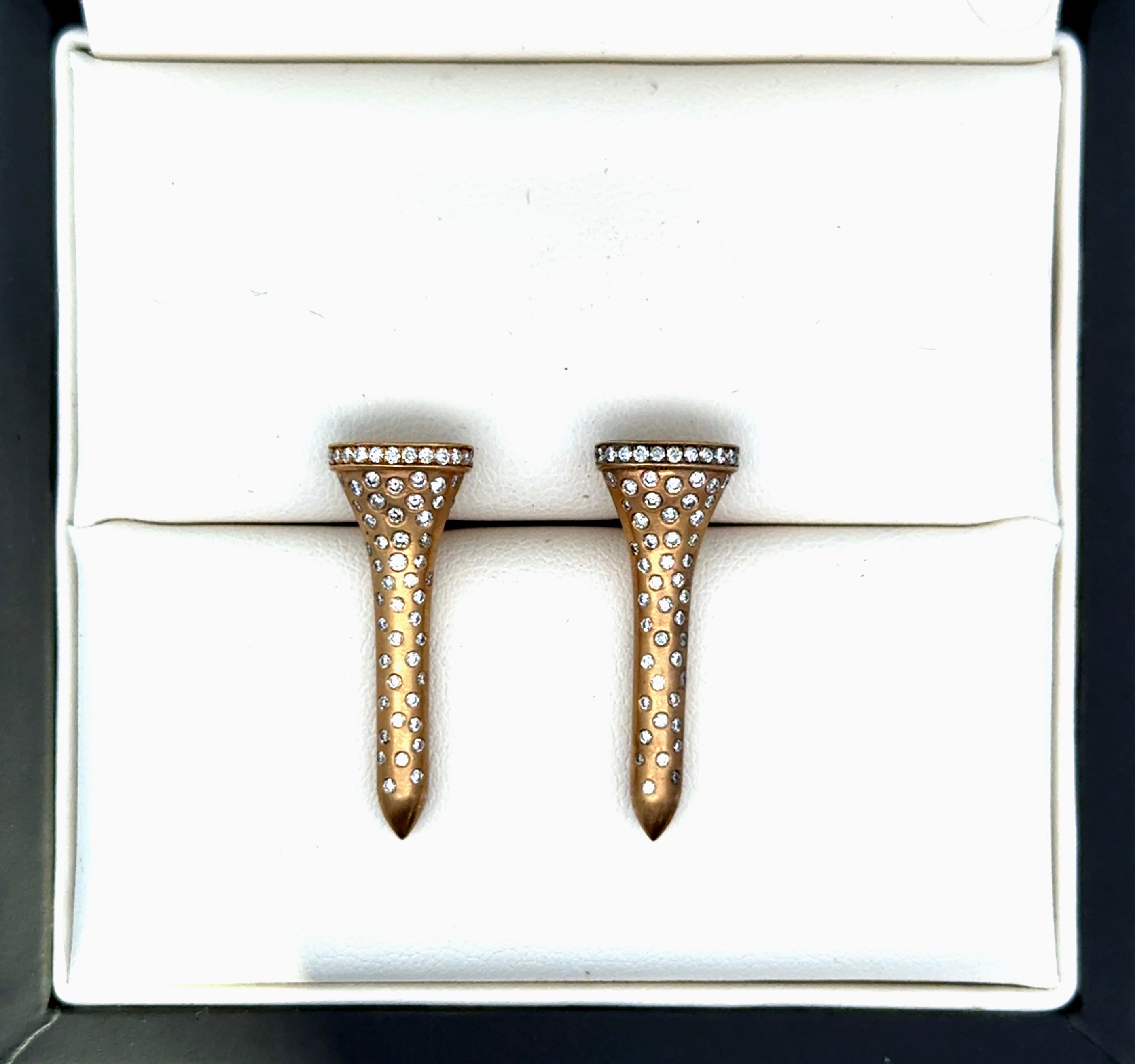 Earrings Round Brilliant Cut Diamond 0.58 cttw  G-H VS2-SI1 14K Yellow Gold 6.69g
