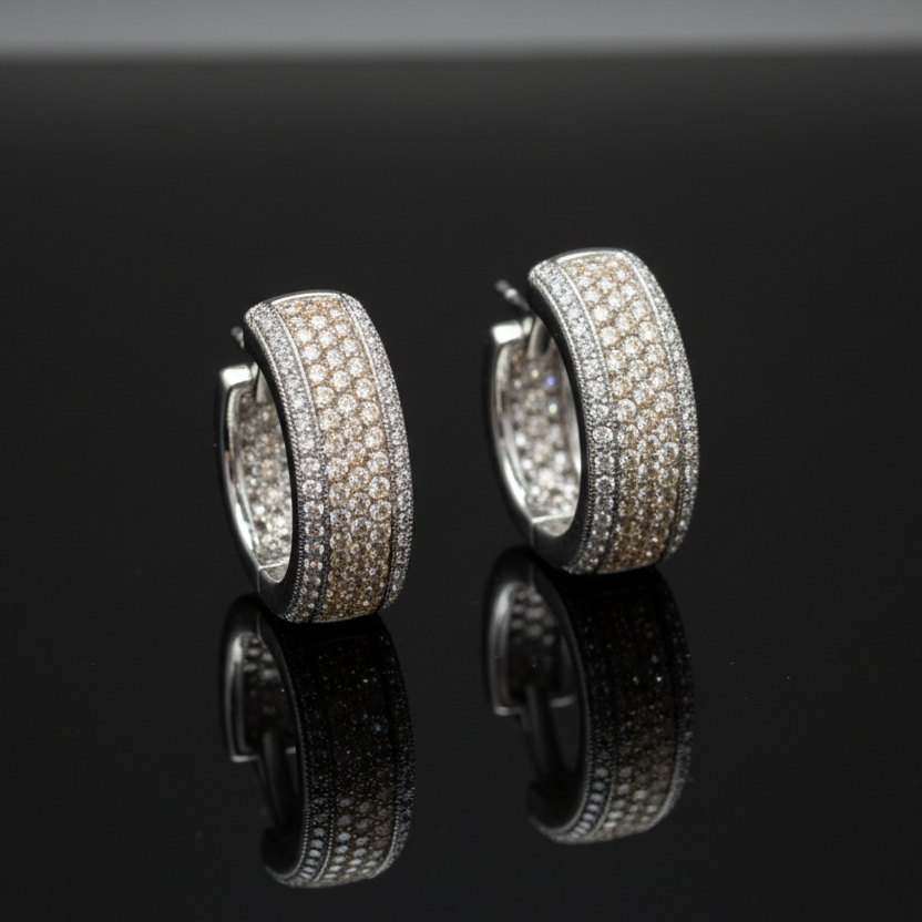 Dangle Earrings, Round Diamond 1.30 cttw, 14K White/Yellow Gold