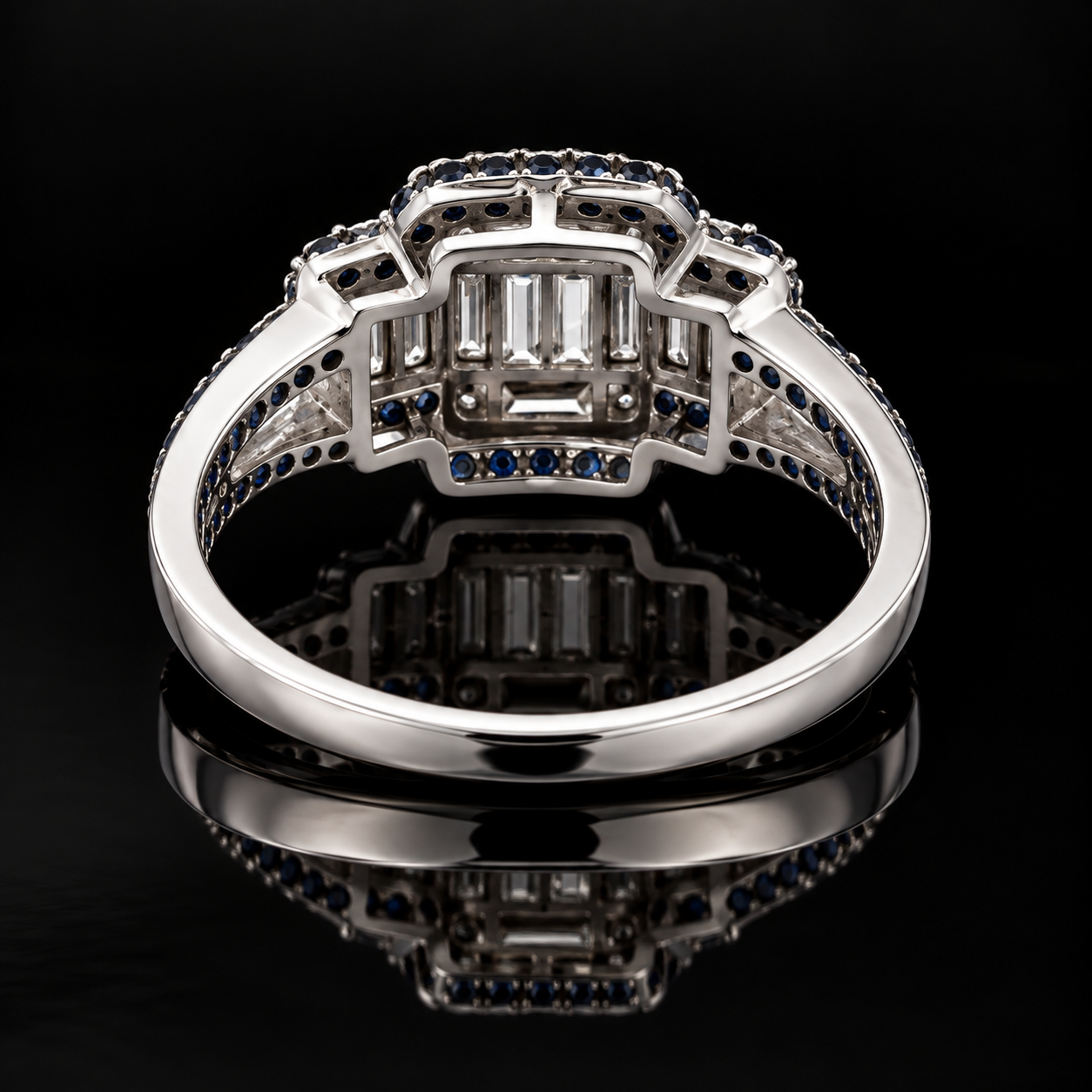 Estate Ring, Mixed Cut Diamond 0.71 cttw  G-H VS1-SI1, Round Fancy Color Diamond 0.74 cttw  BLK 18K White Gold 4.47g. All Weights Estimated.