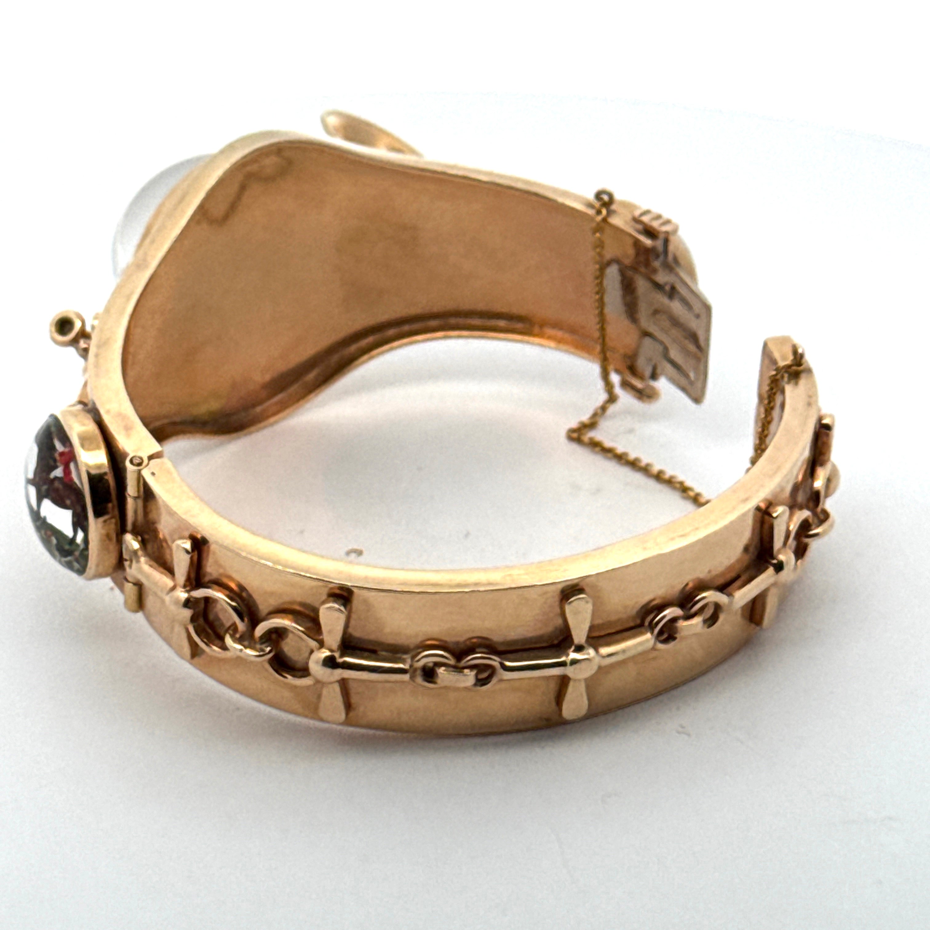  Bangle Crystal Intaglio  14K Yellow Gold 65.63g