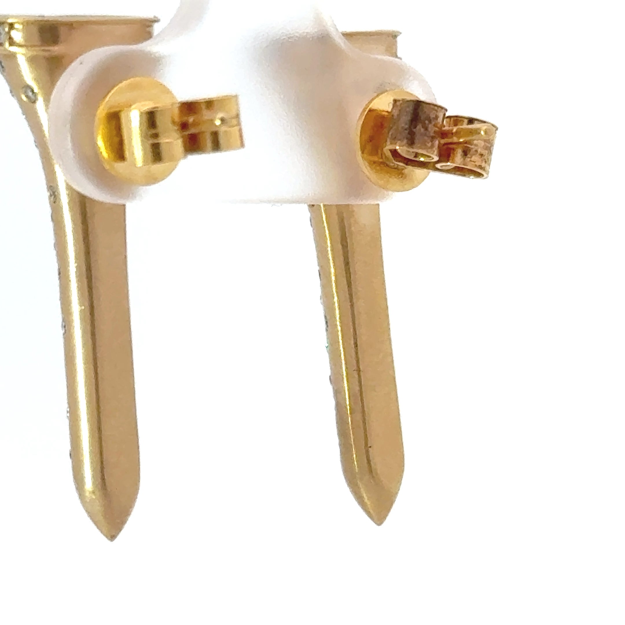 Earrings Round Brilliant Cut Diamond 0.58 cttw  G-H VS2-SI1 14K Yellow Gold 6.69g