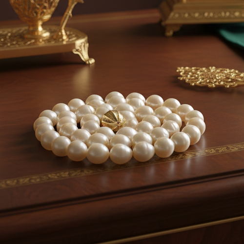 Estate Necklace 37 Golden South Sea Pearls 18K Yellow Gold 3.86g