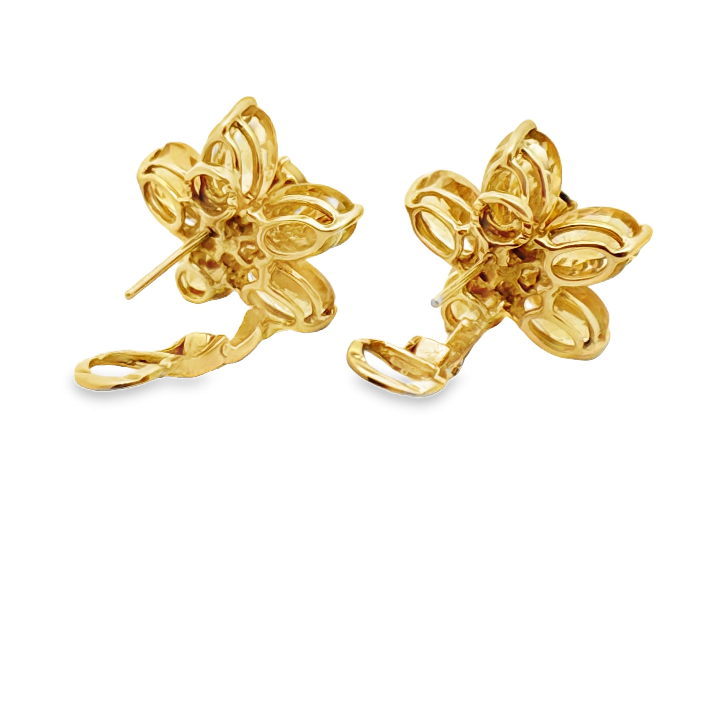 Italian Earrings, 10 Citrine Oval 9.30cttw, 18 Sapphires Round 0.54cttw, 18K Yellow Gold 11.80g. All Weights Estimated.