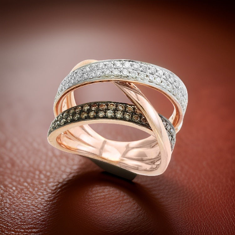 Effy Ring, Round Diamond 0.94 cttw H-I-Brown SI2-I1, 18K Rose Gold 10.71g.