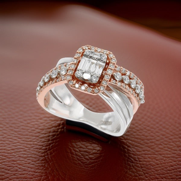 Effy Ring, Mixed Diamonds 0.84 cttw, 14K White/Rose Gold 8.23g