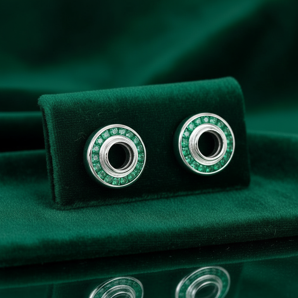  Semi Mount Earrings, 32 Emerald 1.41 cttw, 18K White Gold 4.05g