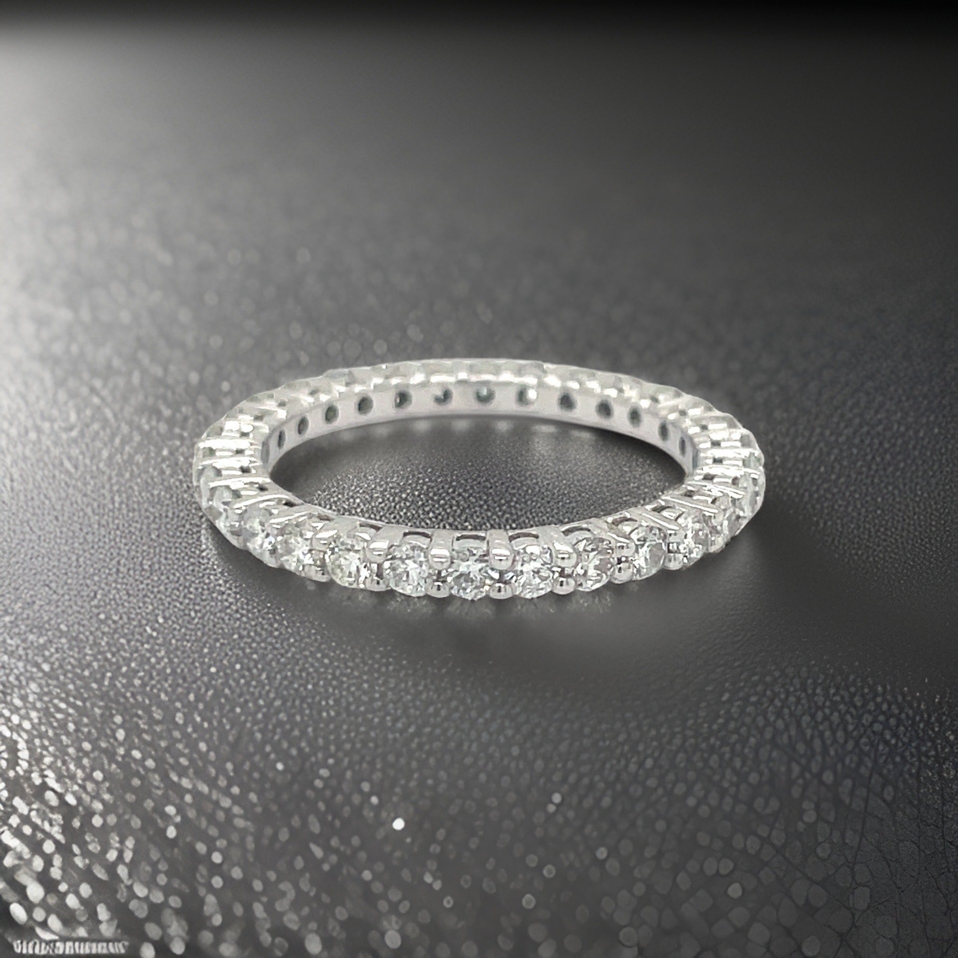 Maya Lianna Eternity Band Ring, 30 Round Diamond 1.03 cttw, 14K White Gold 2.22g