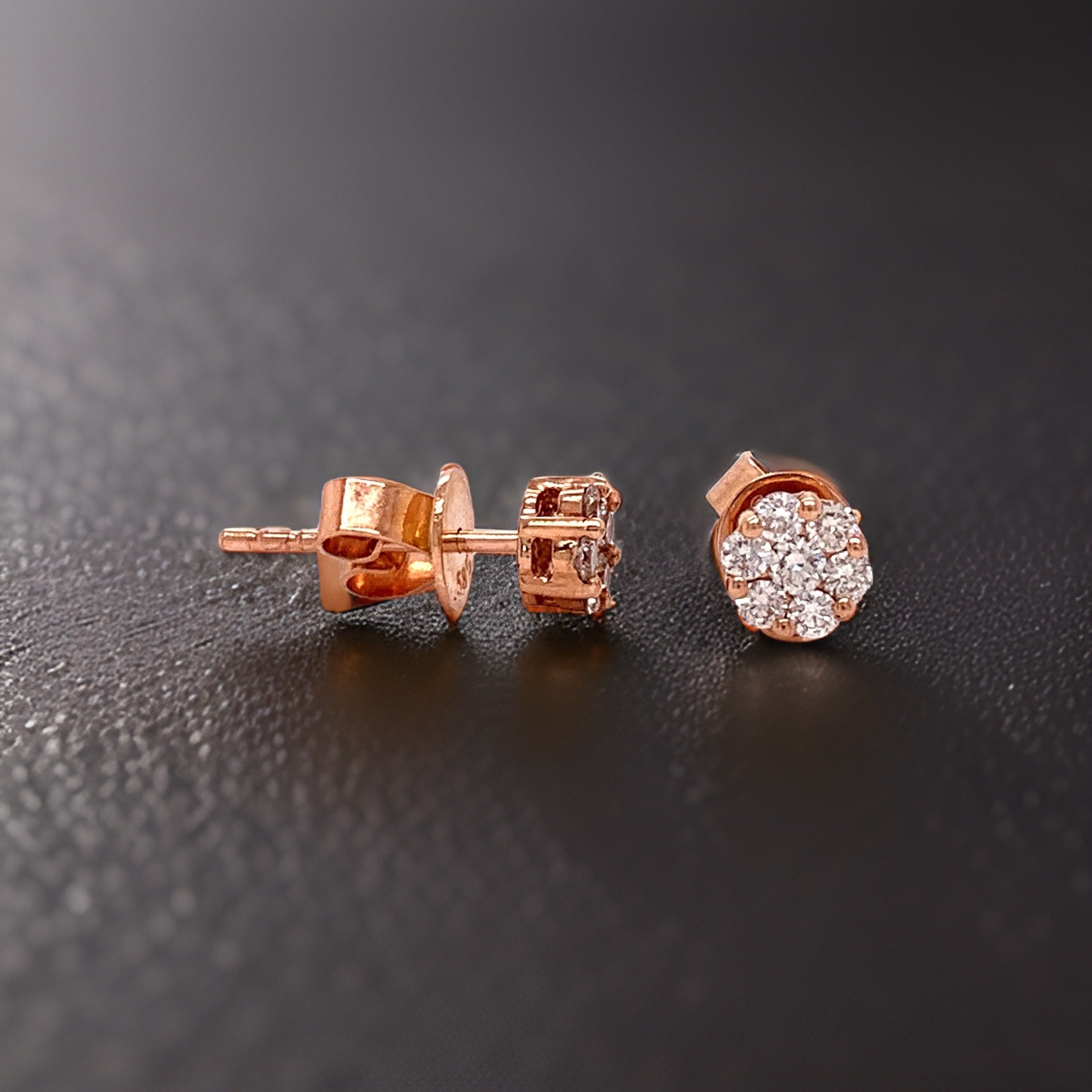 Maya Lianna Cluster Earrings, 14 Round Diamond 0.25 cttw, 14K Rose Gold 1.20g