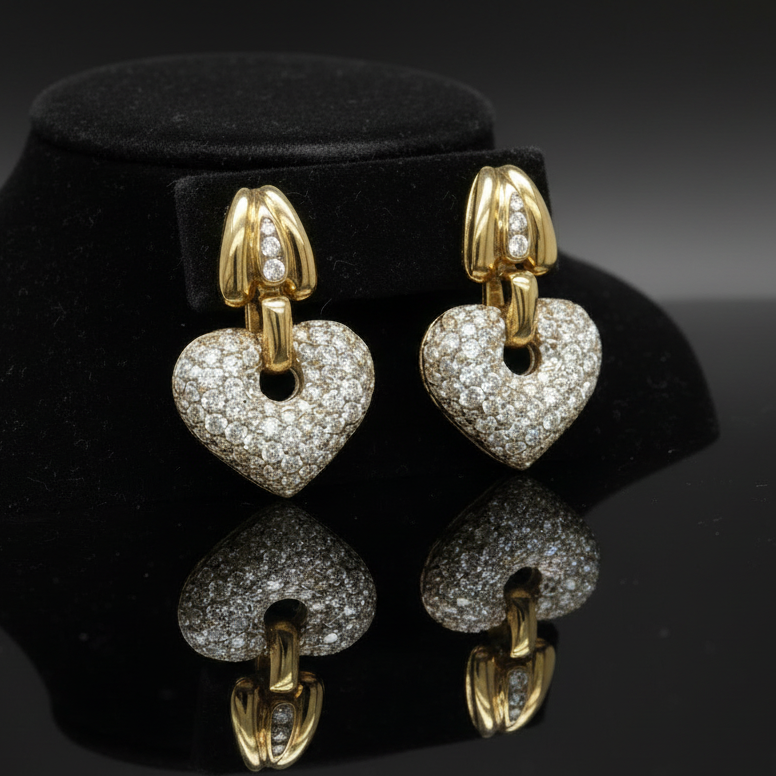 Custom Designer Earrings, 180 Round Diamond 6.00 cttw G-H VS1-VS2, 18K Yellow Gold 20.00g