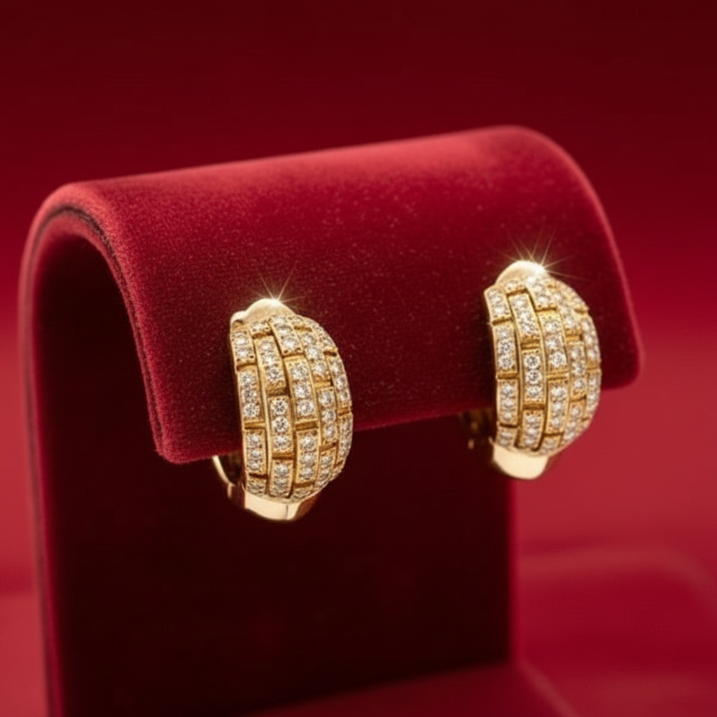 Estate Cartier Earrings, Round Diamond 3.00ct  E-F VVS1-VVS2, 18K Yellow Gold 23.01g, Serial Number 756099