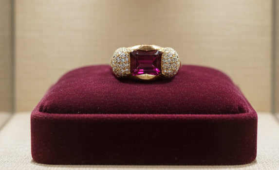 Estate Ring, Round Diamond 1.50 cttw  G-H VS1-VS2, 1 Emerald Cut Tourmaline 2.01ct, 18K Yellow Gold 12.44g