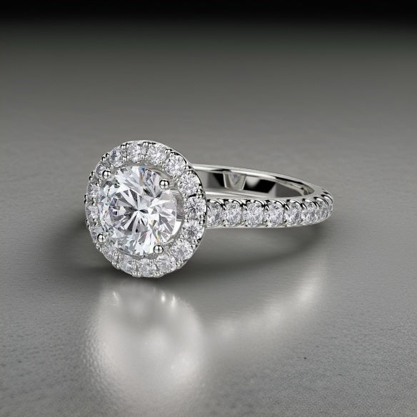 Michael M. Semi-Mount Ring, 1 Round Cubic Zirconia, Round Diamond 1.60 cttw, 18K White Gold 6.00g