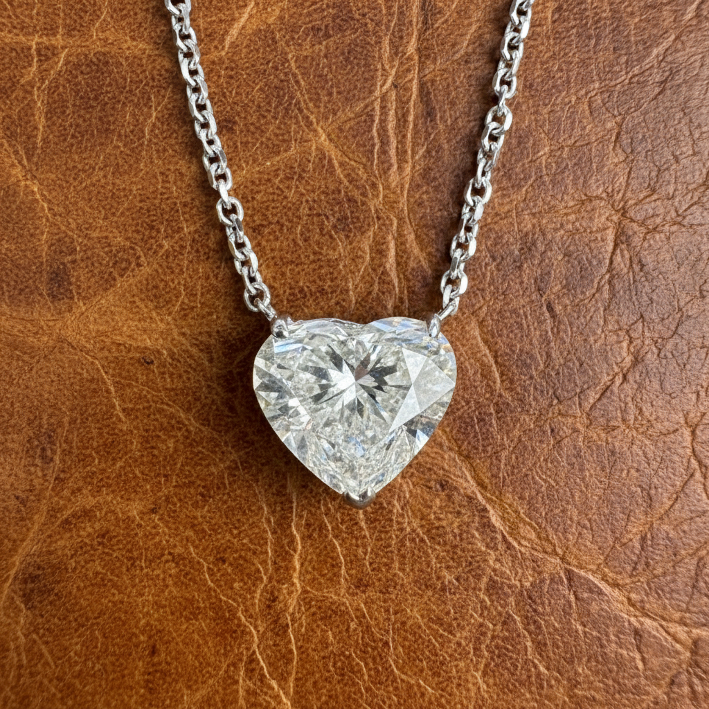 Necklace, 1 Heart Shape Diamond 3.01ct I VS1 18K White Gold GIA #2456171670. All Weights Estimated.