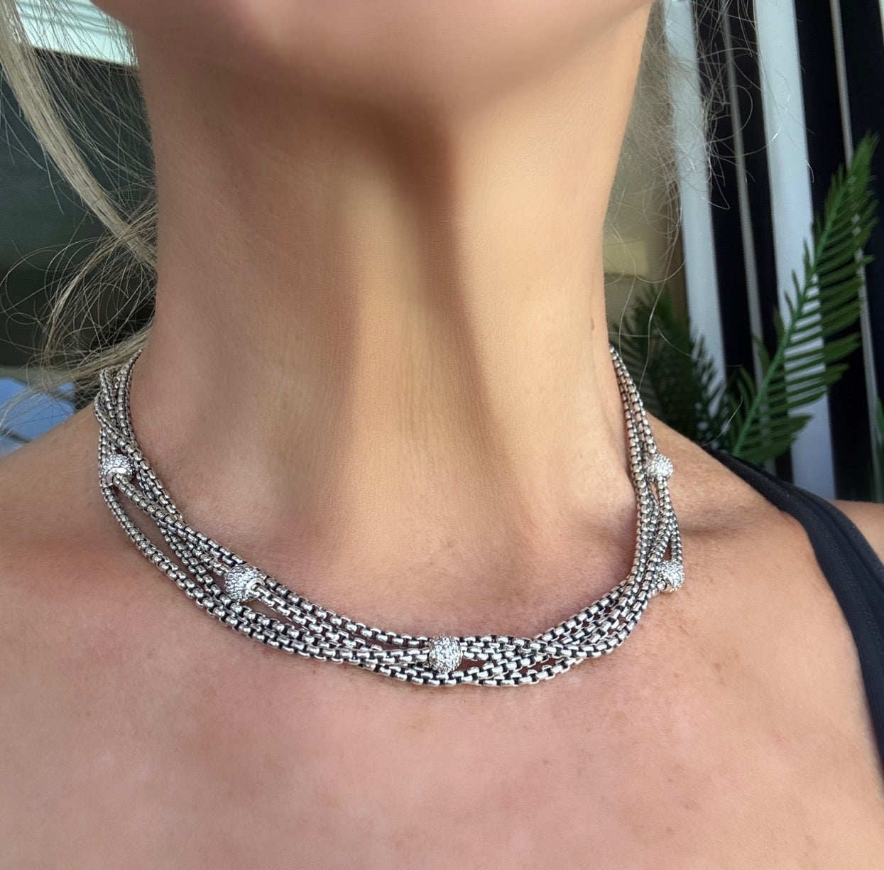 David Yurman  Necklace Round Brilliant Cut Diamond 1.75 ct  G-H VS2-SI1 18K/Silver Yellow Gold 57.00g