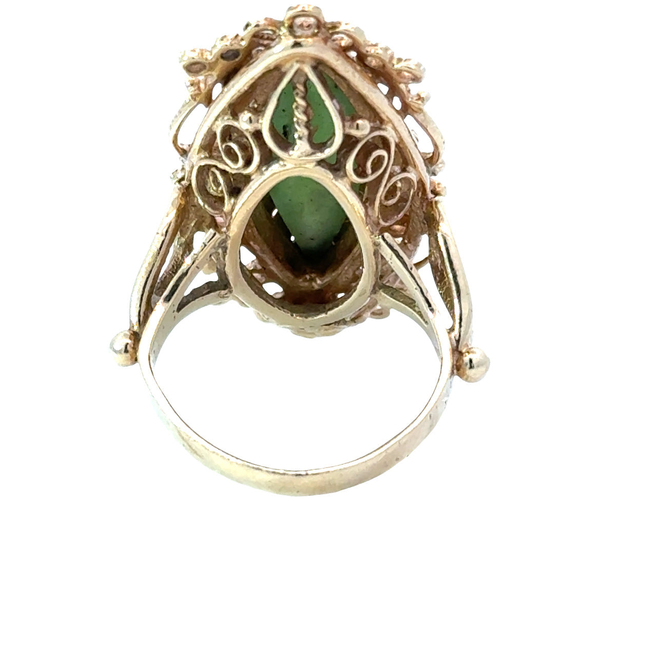 Estate Ring, 1 Jade Cabochon, 14K Yellow Gold 10.32g. All weights estimated.