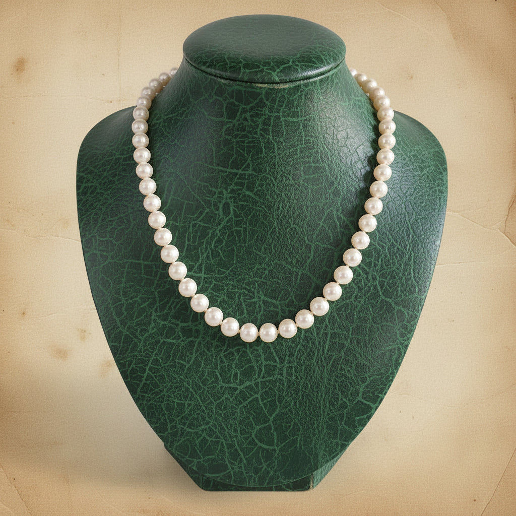 Estate Necklace, 48 Akoya Cultured Pearls, Round White-Light Rose Slight Blemish, Invisible Clasp, 45.81g. All weights estimated.