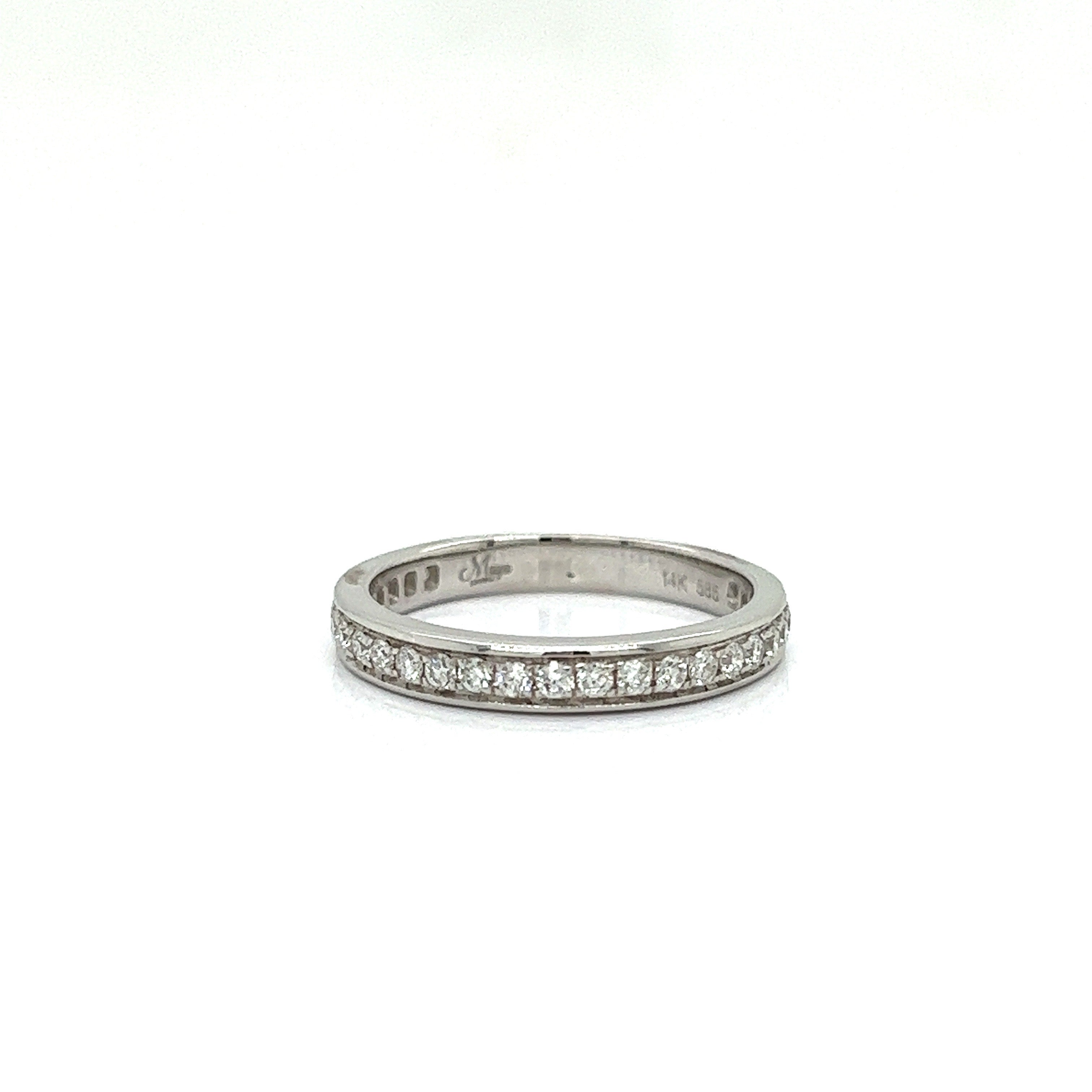 Maya Lianna Anniversary Band Ring, Round Diamond 0.40 cttw H-I SI1-SI2, 14K White Gold 2.46g