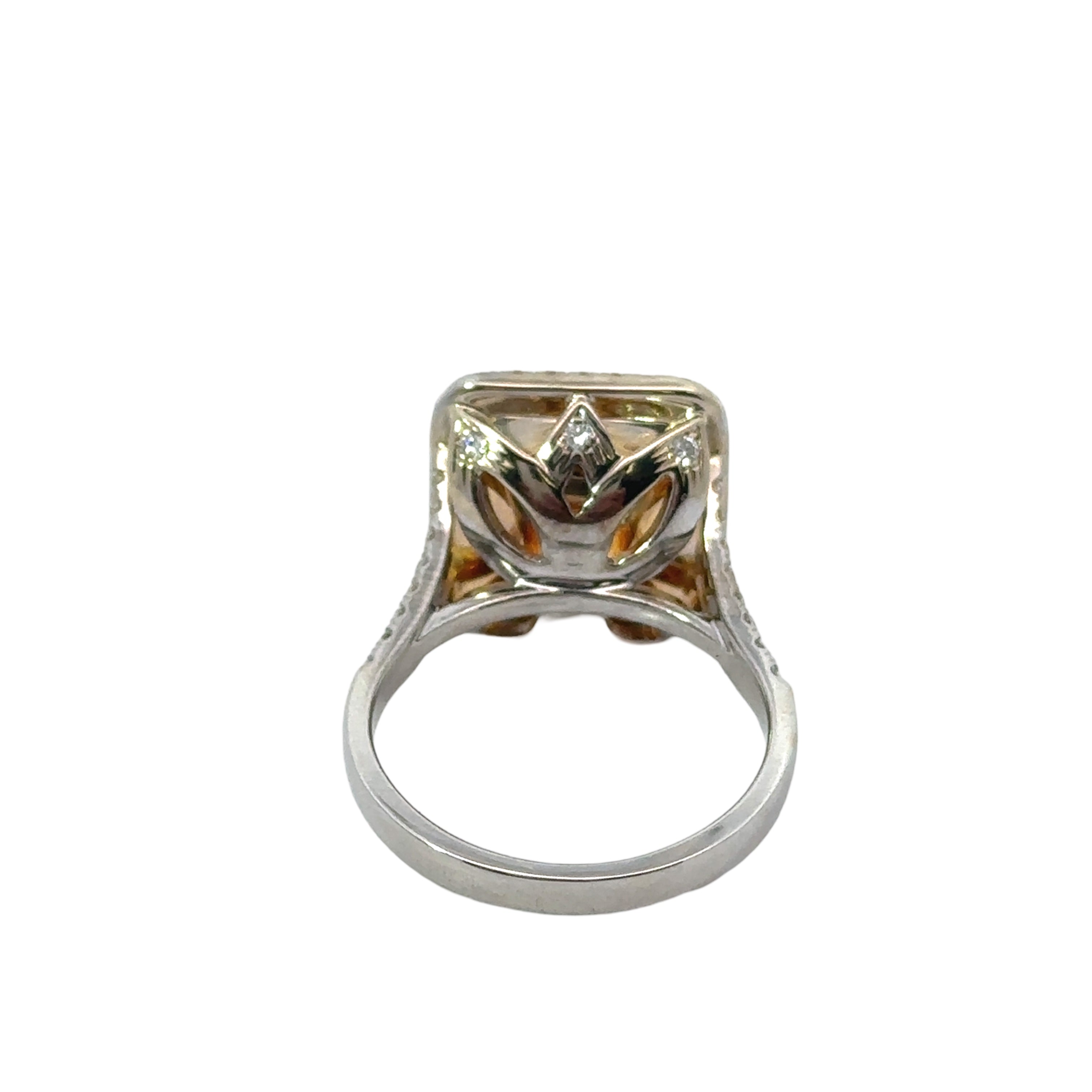 Estate Halo Ring, 1 Cushion Modified Diamond 10.16 ct  Y-Z VS2 GIA #1162464750, 64 Round Diamond 0.76 cttw,14K White Gold 10.92g