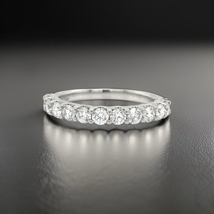 Maya Lianna Anniversary Band Ring, 11 Round Diamond 0.74 cttw H-I SI1-SI2, 14K White Gold 2.38g
