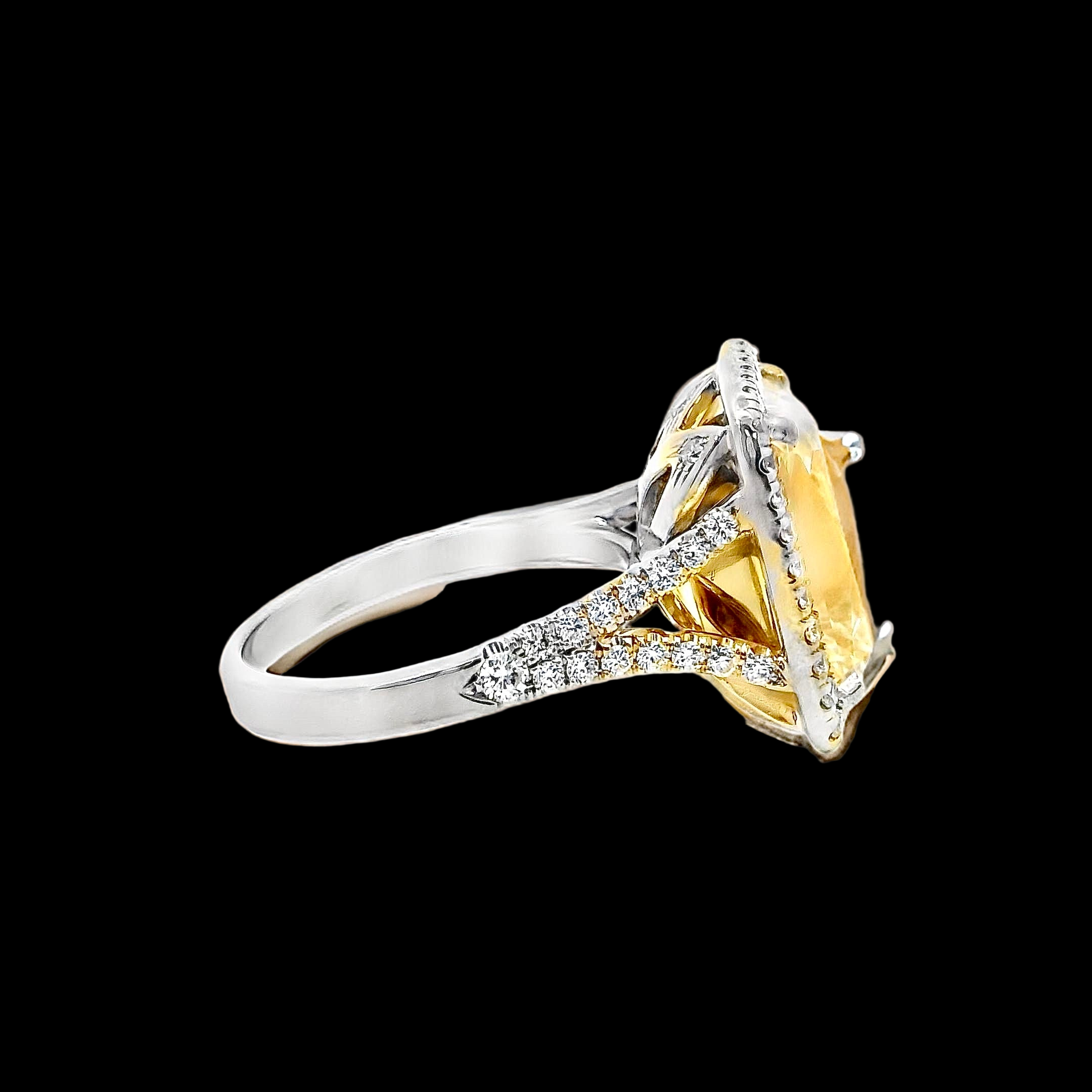 Estate Halo Ring, 1 Cushion Modified Diamond 10.16 ct  Y-Z VS2 GIA #1162464750, 64 Round Diamond 0.76 cttw,14K White Gold 10.92g