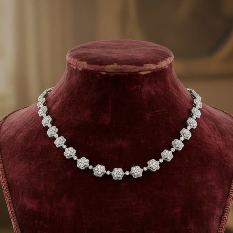 Designer AV Necklace, 481 Round Brilliant Cut Diamonds 8.46cttw H-I SI1-SI2, 14K White Gold 45.51g. All Weights Estimated.