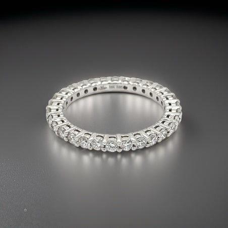 Maya Lianna Eternity Band Ring, 30 Round Diamond 1.03 cttw H-I SI1-SI2, 14K White Gold 2.22g