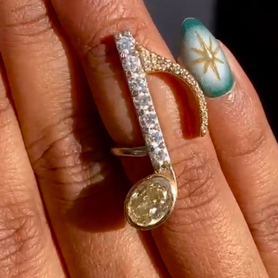 Custom Ring, 1 Oval Fancy Color Diamond 1.20 ct  Fancy Green-Yellow  SI2, Round Brilliant Cut Fancy Color Diamond 0.30 cttw.  FY SI1-SI2, Round Brilliant Cut Diamond 0.70 cttw  F SI1 14K White/Yellow Gold 6.86g (All Weights Estimated)