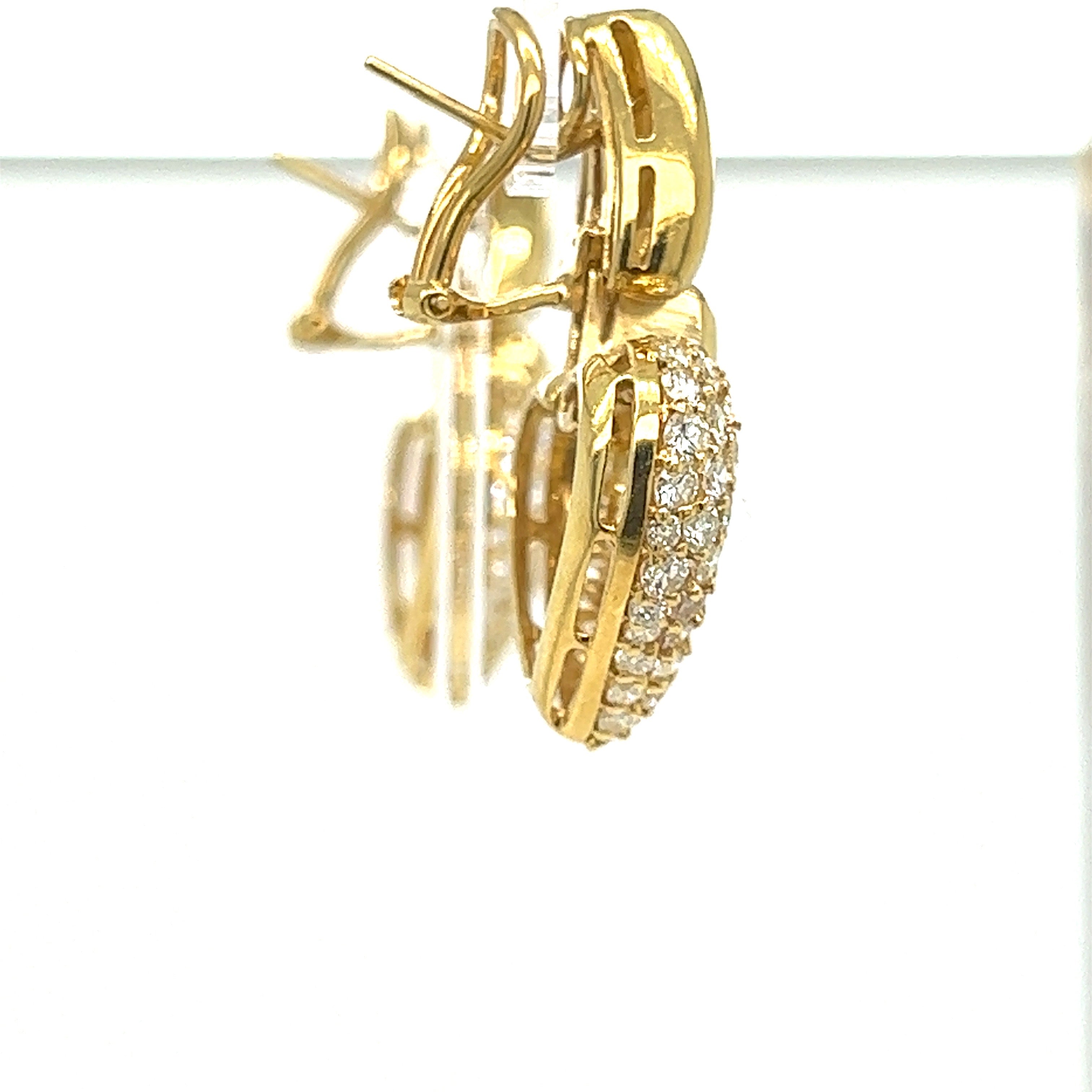 Custom Designer Earrings, 180 Round Diamond 6.00 cttw G-H VS1-VS2, 18K Yellow Gold 20.00g